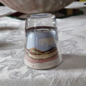 Vintage shot glass Desert‎ Mountain Blue Sky Sand Art